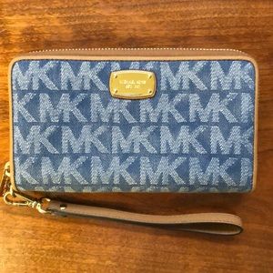 Blue Michael Kors Wristlet